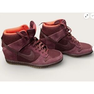 Nike Dunk Sky Hi Wedge Burgundy Gum 644877-601 Womens 9 Hidden Heel Sneakers